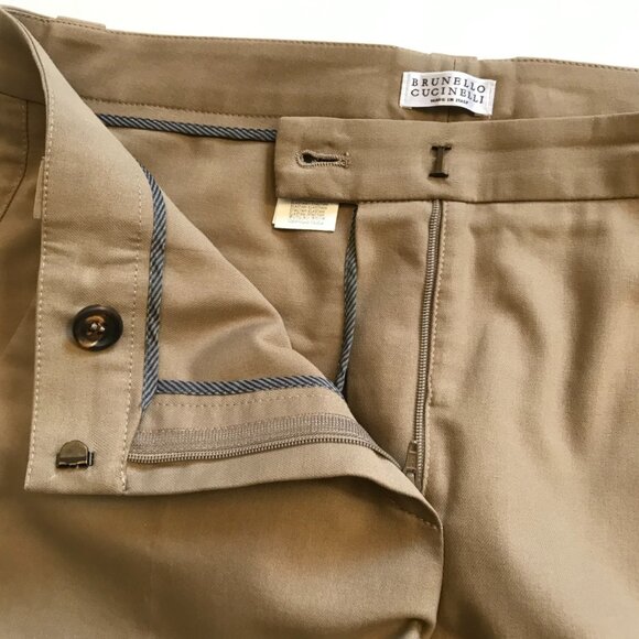 Brunello Cucinelli Cuffed Pants Trousers Womens 42 6 Beige Tan High Rise Cropped - Picture 8 of 15